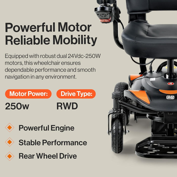 SuperHandy GoRide CRZ Power Wheelchair - 300 lbs Capacity, Rear-Wheel Drive, 6.7 Mile Range