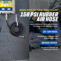 Goodyear Automatic Inflator Head Unit - Digital air Pressure Controller with air Chuck & Hose, 1/4" NPT Fittings, LCD Display, for use with External air Compressor, 10–145 PSI Range