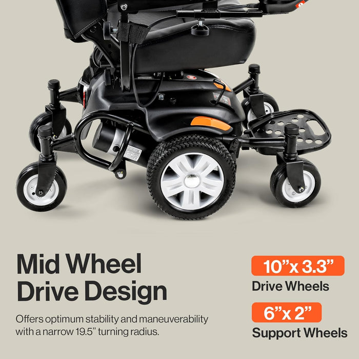 SuperHandy GoRide CRX Power Wheelchair - 300 lbs Capacity, Mid-Wheel Drive, 12.8 Mile Range