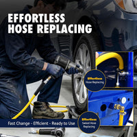 Goodyear Portable Air Hose Reel, 3/8" x 100 ft Hybrid Polymer Air Hose, 300 PSI, Foldable Handle, Dual Locking System, Easy-Move Wheels