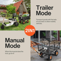 Pre-Owned SuperHandy Garden Cart with Tow & Dump Features - 10" Tires, Tugger Scooter Compatible