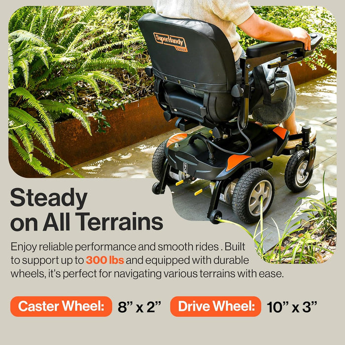 SuperHandy GoRide CRZ Power Wheelchair - 300 lbs Capacity, Rear-Wheel Drive, 6.7 Mile Range