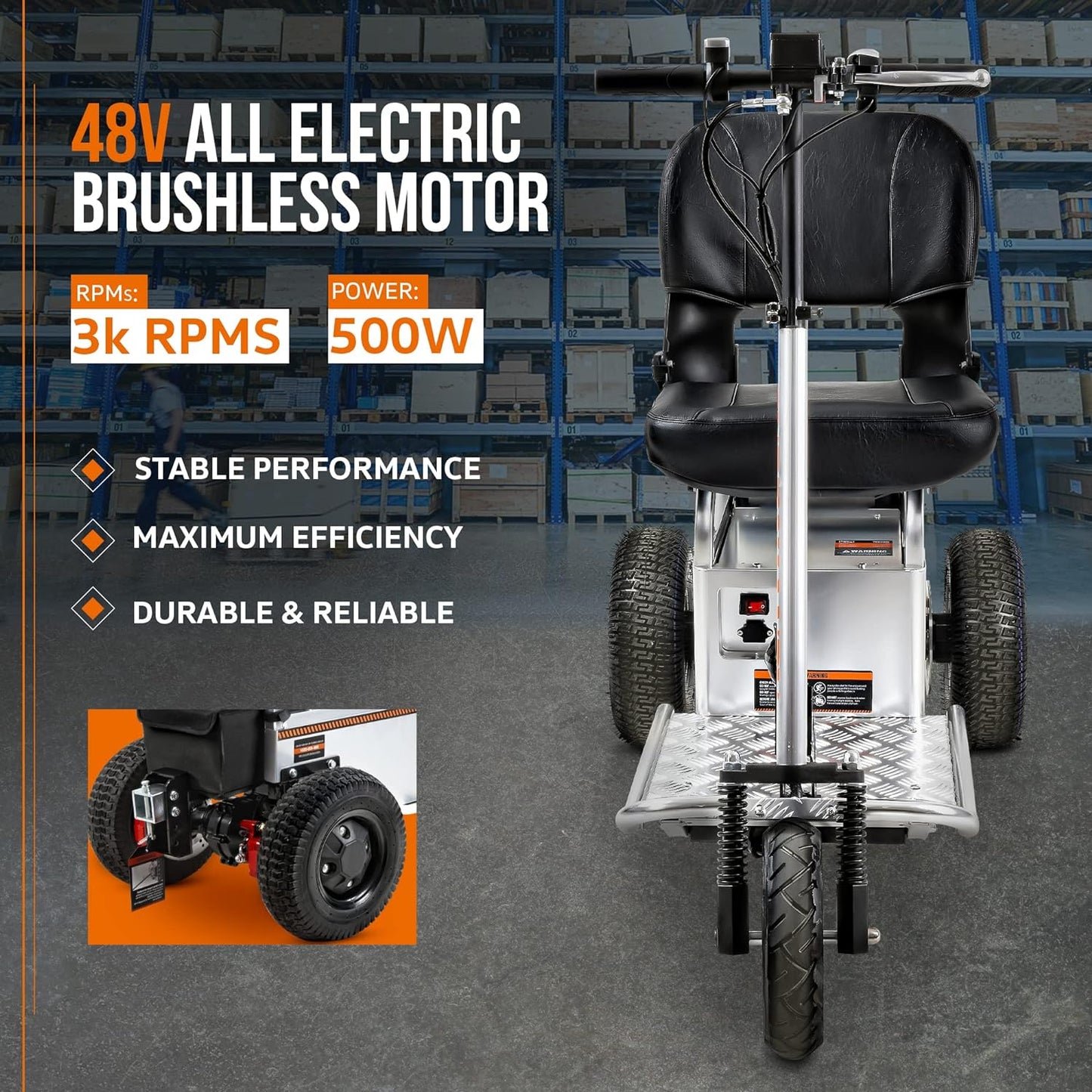 Pre-Owned SuperHandy Electric Tow Tractor - 2600lbs Max Towing, 24V 9Ah Battery, supports riders up to 350Lbs