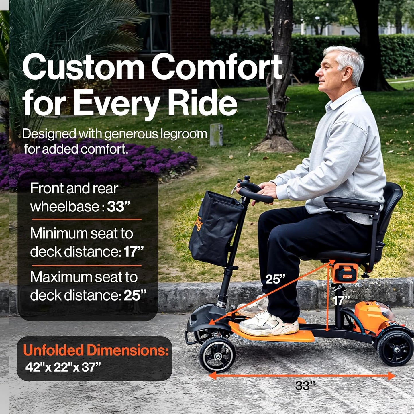 Pre-Owned SuperHandy Passport Prime Mobility Scooter Foldable 4-Wheel Electric Scooter, 330 lbs Capacity