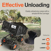 Pre-Owned SuperHandy Garden Cart with Tow & Dump Features - 10" Tires, Tugger Scooter Compatible