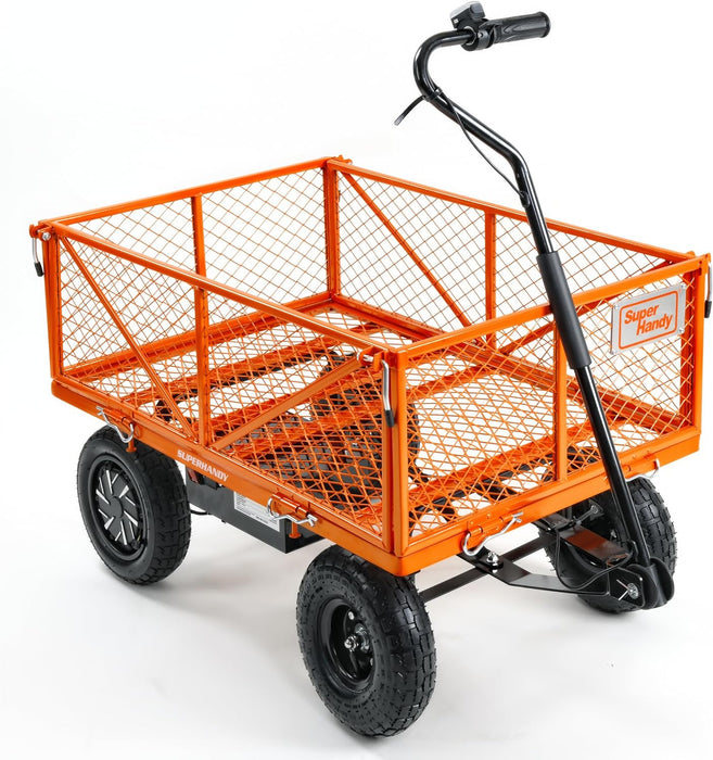 SuperHandy Electric-Assist Garden Cart - All-Terrain 5.7 Cu Ft Utility Wagon, 440lb Load, Convertible Flatbed Design
