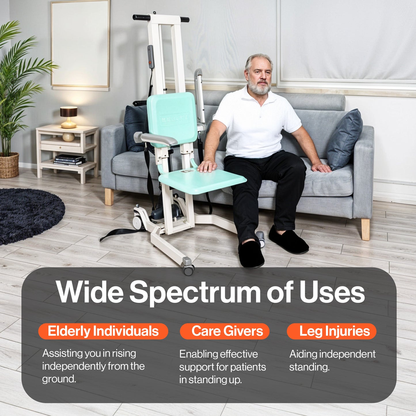 Pre-Owned SuperHandy GoRise TX Transfer Lift 500 lbs Capacity, Portable Floor-to-Stand Assistance