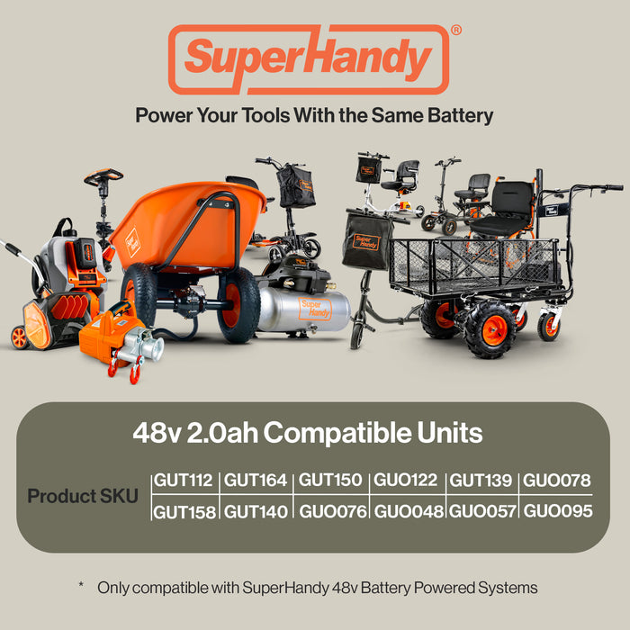 SuperHandy 48V 2Ah Lithium Ion Battery - For 48V Battery Systems