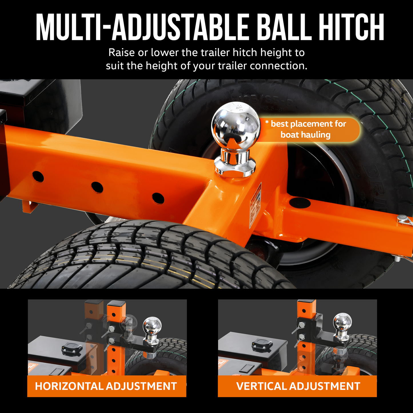 SuperHandy Super Duty Trailer Dolly - Capacidad de remolque de 7,500 lbs y peso de lengüeta de 1,100 lbs, autopropulsado para remolques, botes, caravanas