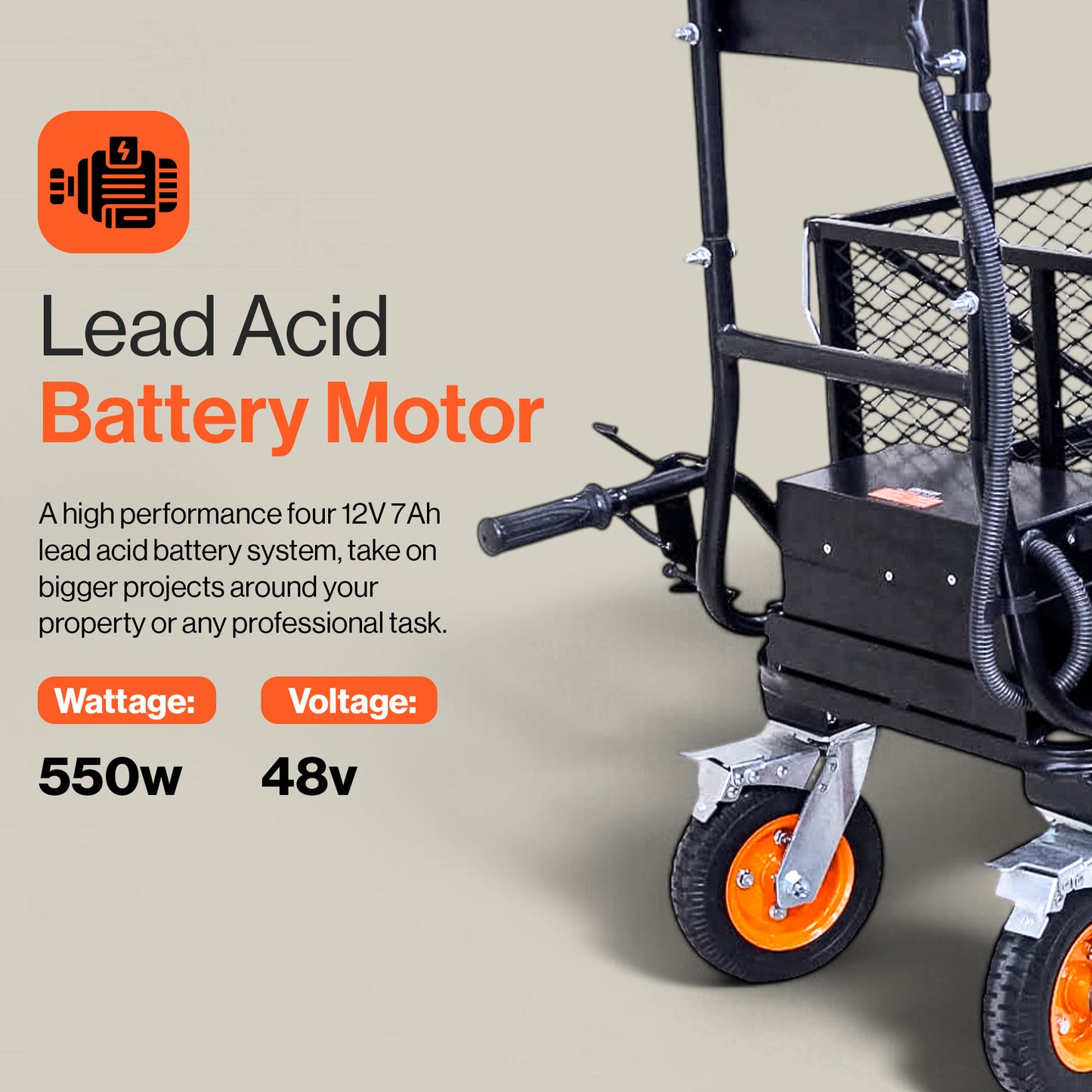 Pre-Owned SuperHandy 48V AGM Electric Utility Cart Heavy-Duty 660 lbs Load, Modular Cargo Bed