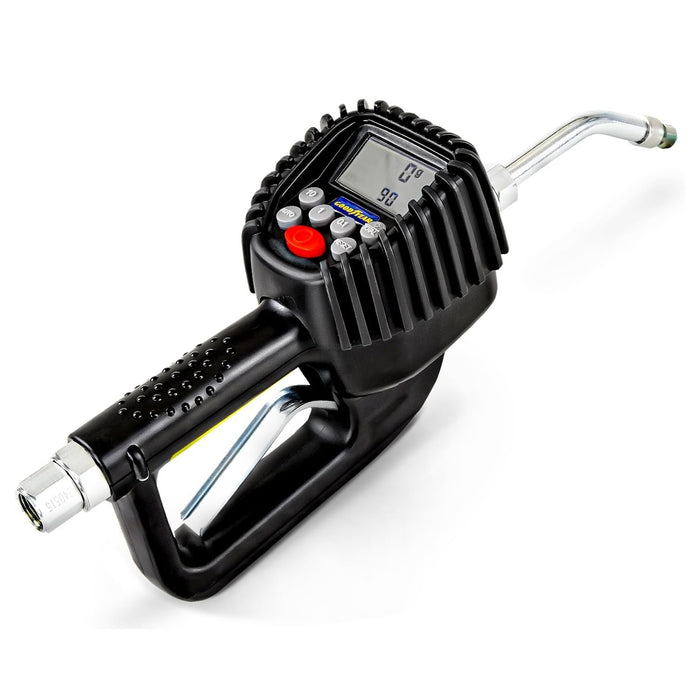Goodyear Digital Oil Preset Meter with Auto Tip, High-Precision Fluid Dispenser, 1/2" NPT, 0.5% Accuracy, for Oils and Fluids, 1-35L/min, 12-1000psi