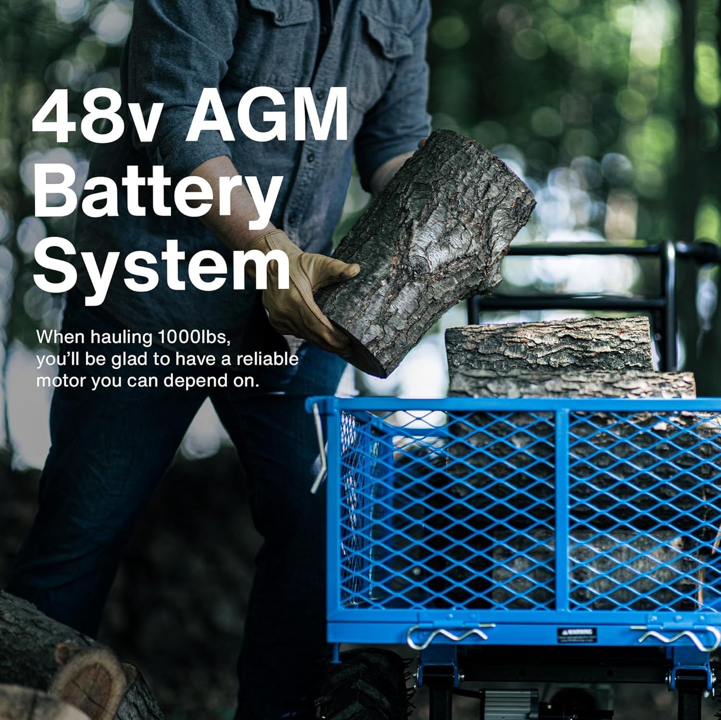 Landworks Electric Utility Wagon - 48V 7Ah AGM, 500LB Hauling Capacity