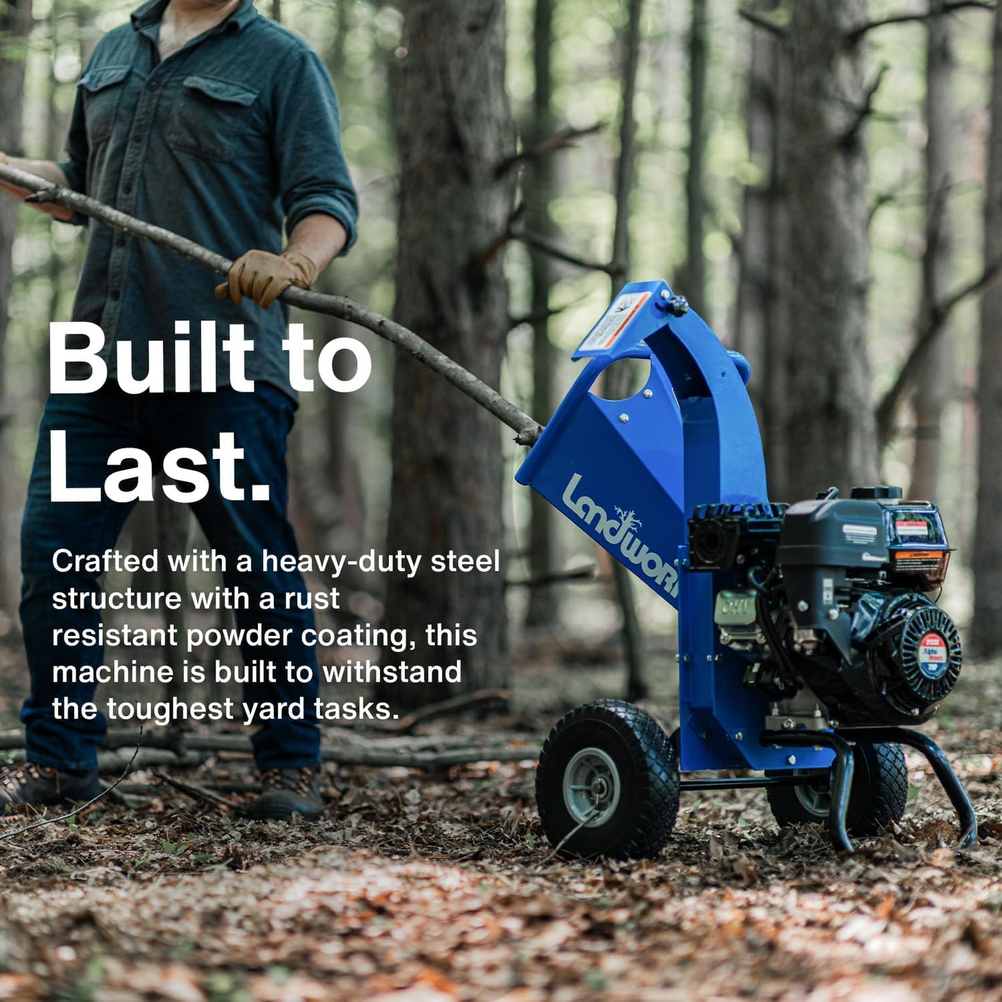 Landworks Mini Wood Chipper & Shredder - 7HP 212CC Gas Engine 3" Max Branch Diameter