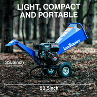 Astilladora de madera compacta Landworks - Motor de gas de 7HP, tolva de salida ajustable, diámetro máximo de rama de 3" (azul)