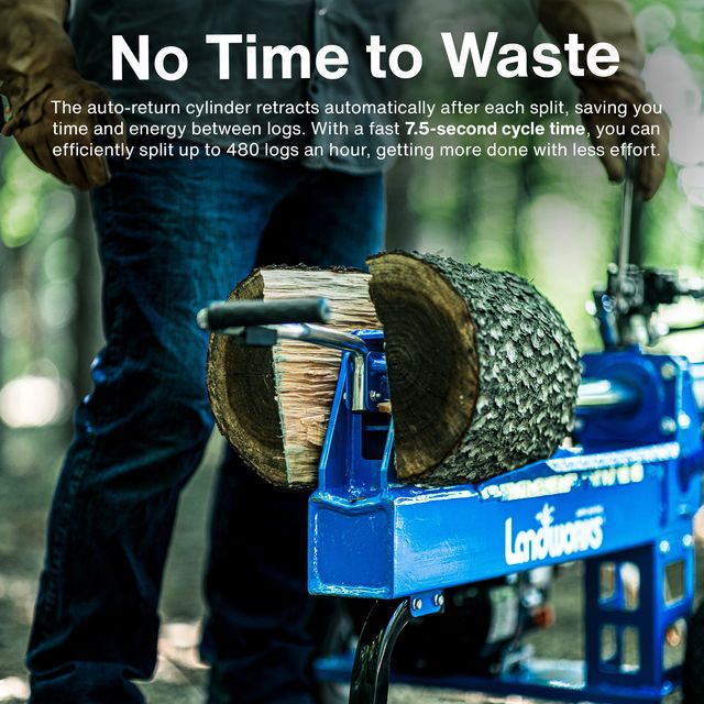 Landworks 20-Ton Log Splitter - 7HP 209CC Gas Engine, 16" Max Wood Diameter