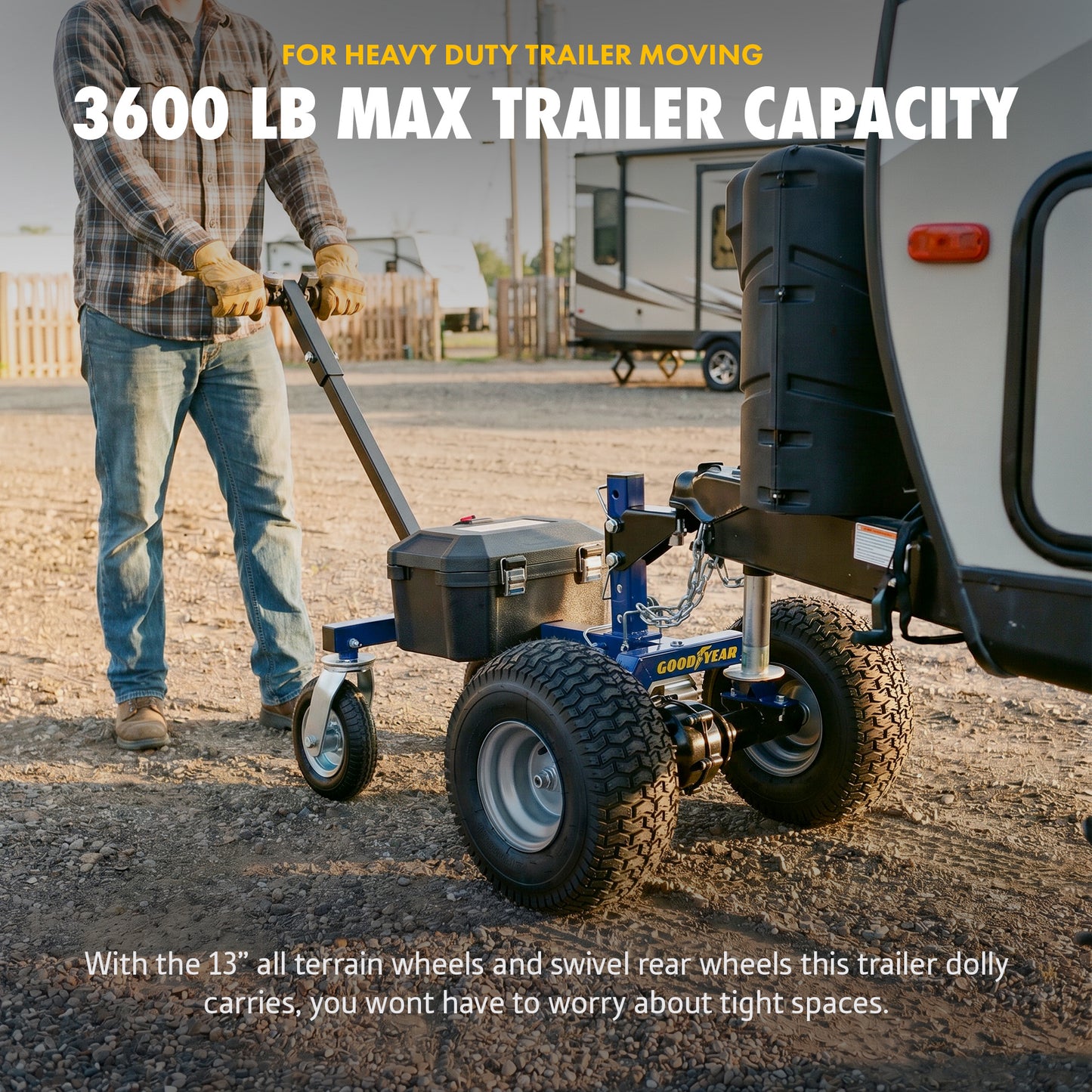 Goodyear 3600 lbs Electric Trailer Dolly - 24V 800W Motor, Adjustable Ball Mount, Commercial 2" Hitch