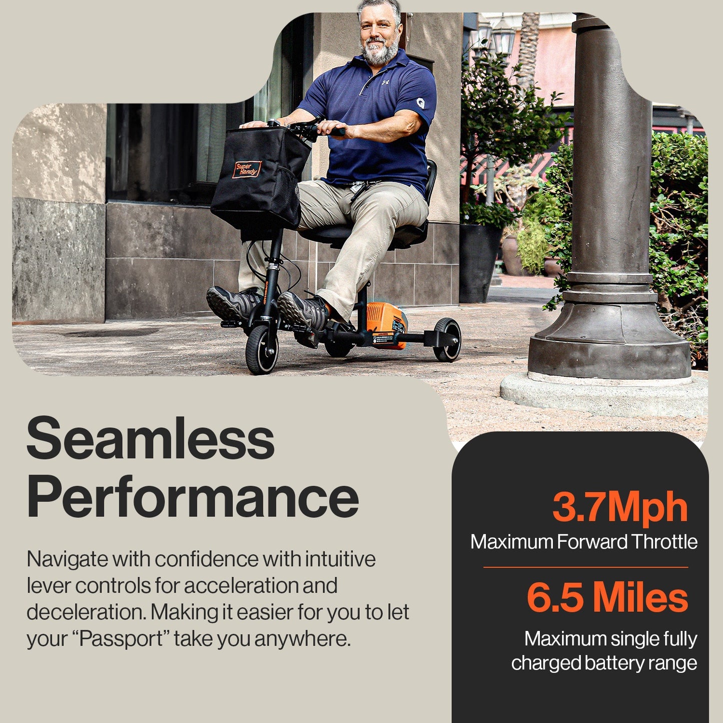 SuperHandy Mobility Scooter - Sistema de batería de 48 V 2 Ah, ligero, de largo alcance y plegable