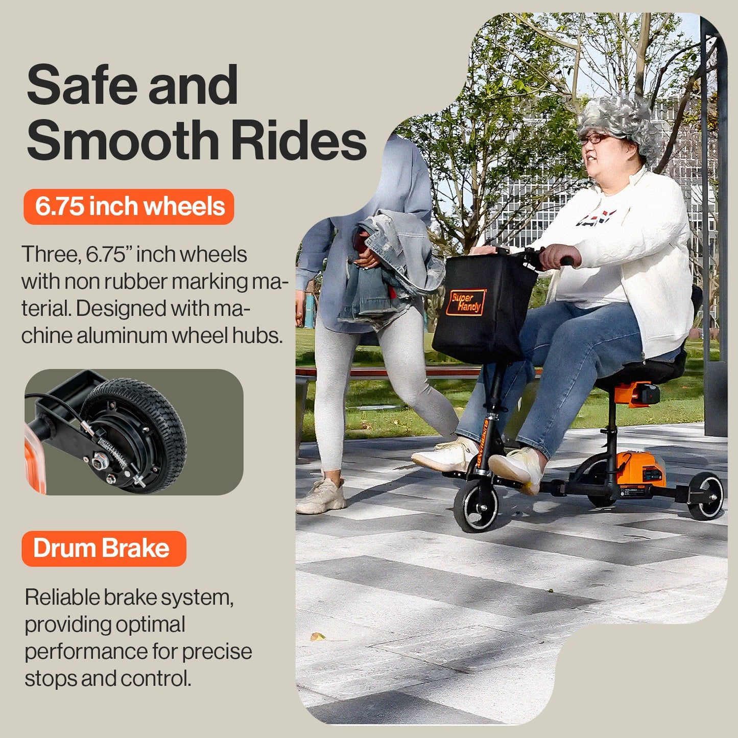SuperHandy Mobility Scooter - Sistema de batería de 48 V 2 Ah, ligero, de largo alcance y plegable