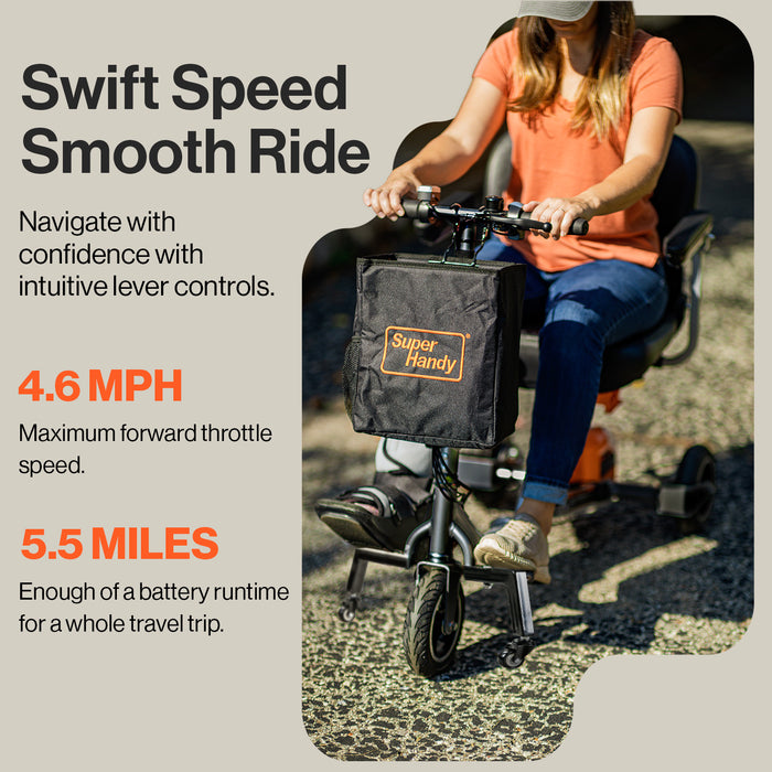 SuperHandy Passport Plus Mobility Scooter - 48V 2Ah Battery System, Foldable Aluminum Frame, 11 Mile Range