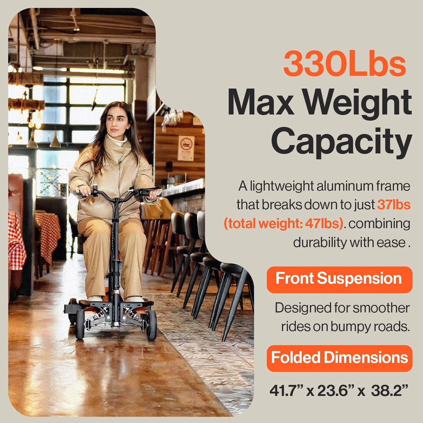 Pre-Owned SuperHandy Passport Pro Mobility Scooter - Foldable Aluminum Frame, 48V Li-Ion Battery, Supports 330lbs