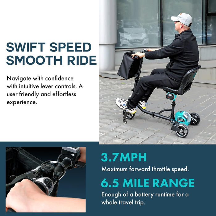 G Mobility Scooter – 3 Wheels, 35 lb Folding Aluminum Frame, Anti-Tip Footrests, Includes (1) 48V 2Ah Li-Ion Battery and Charger, Supports 275 lbs, Airline Friendly