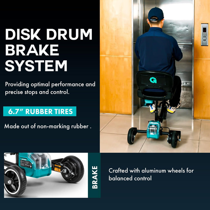 G Mobility Scooter – 3 Wheels, 35 lb Folding Aluminum Frame, Anti-Tip Footrests, Includes (1) 48V 2Ah Li-Ion Battery and Charger, Supports 275 lbs, Airline Friendly