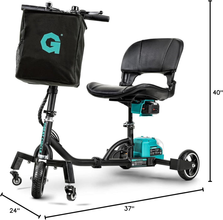 G Mobility Scooter – 3 Wheels, 35 lb Folding Aluminum Frame, Anti-Tip Footrests, Includes (1) 48V 2Ah Li-Ion Battery and Charger, Supports 275 lbs, Airline Friendly