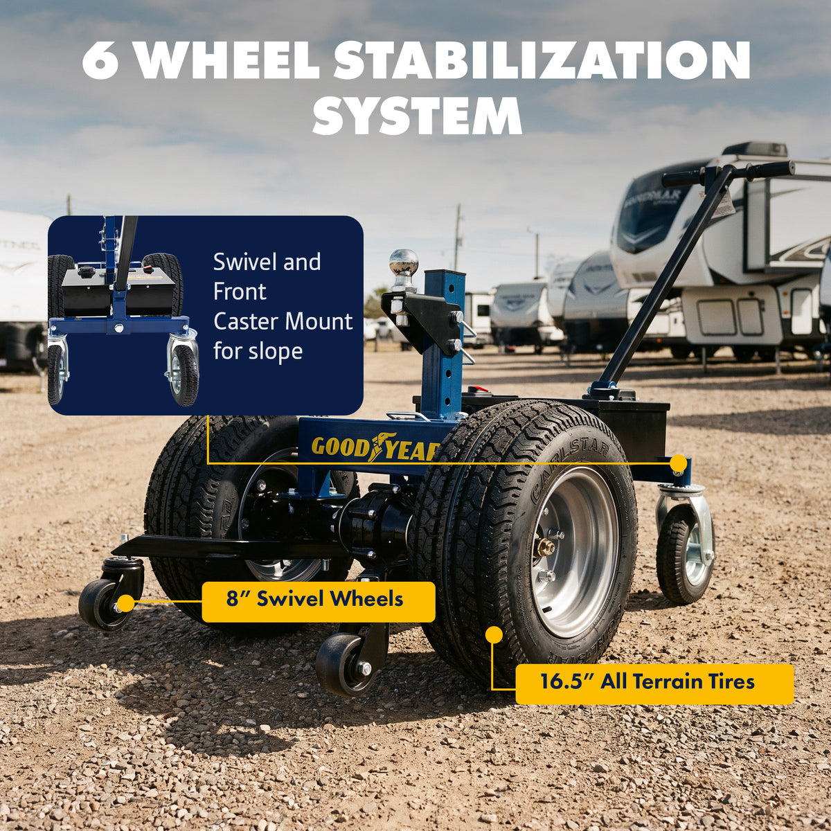 Goodyear 5000 lbs Electric Trailer Dolly - 24V 800W Motor, Adjustable Ball Mount, Commercial 2" Hitch