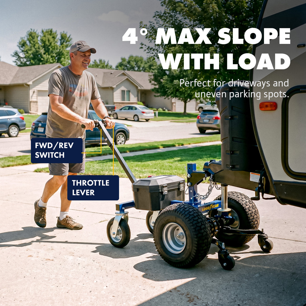 Goodyear 5000 lbs Electric Trailer Dolly - 24V 800W Motor, Adjustable Ball Mount, Commercial 2" Hitch