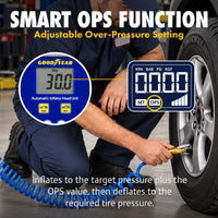 Goodyear Automatic Inflator Head Unit – Wall-Mountable Digital Tire Pressure Controller, 7–174 PSI, ±0.3 PSI Accuracy, 29.5 ft Air Hose, 110–240V AC, Air Compressor Required