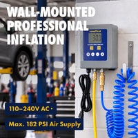 Goodyear Automatic Inflator Head Unit – Wall-Mountable Digital Tire Pressure Controller, 7–174 PSI, ±0.3 PSI Accuracy, 29.5 ft Air Hose, 110–240V AC, Air Compressor Required