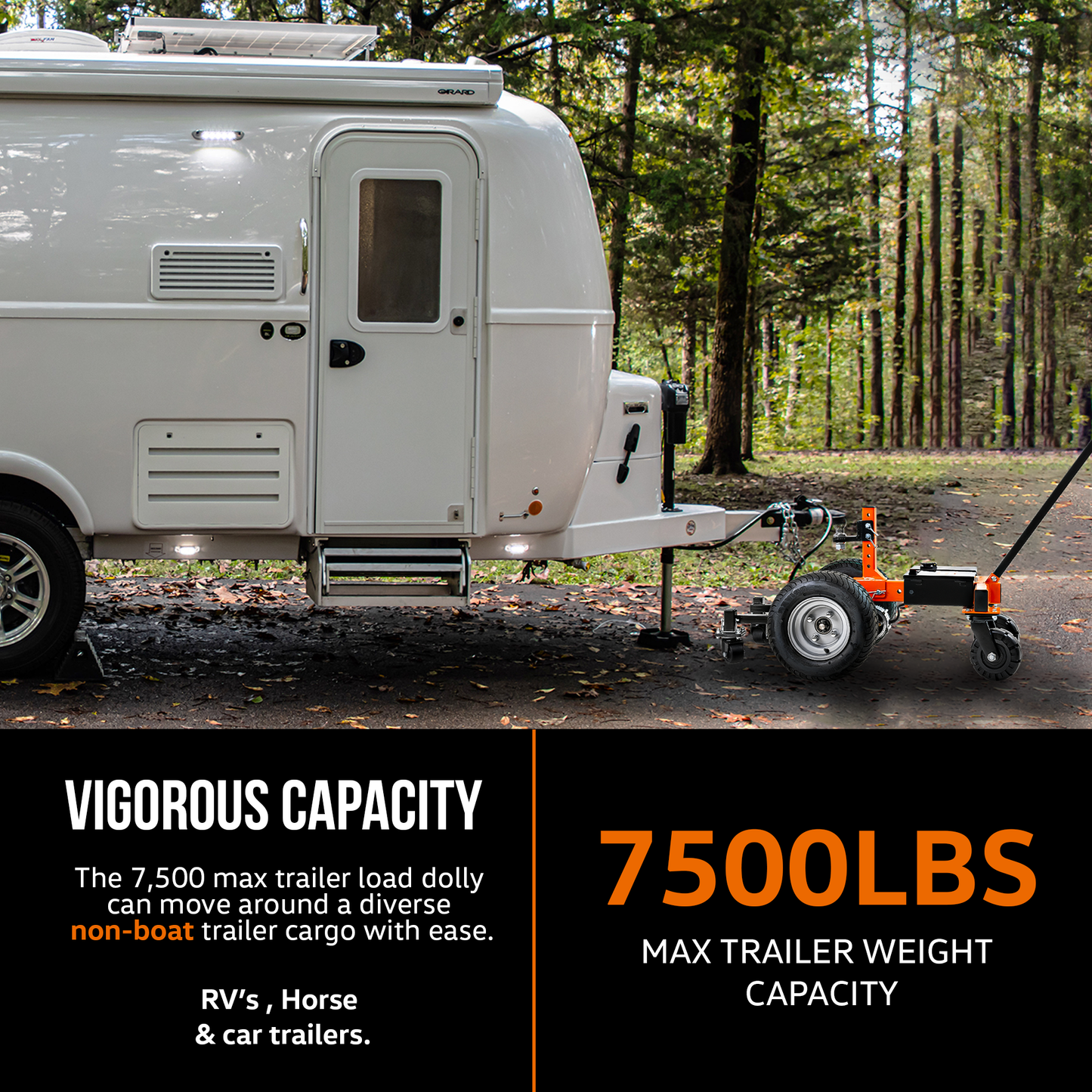 SuperHandy Super Duty Trailer Dolly - Capacidad de remolque de 7,500 lbs y peso de lengüeta de 1,100 lbs, autopropulsado para remolques, botes, caravanas