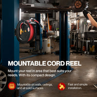 ReelWorks Air Hose Reel - 3/8" x  50FT, 1/4" Connections, Single Arm Mountable & Retractable