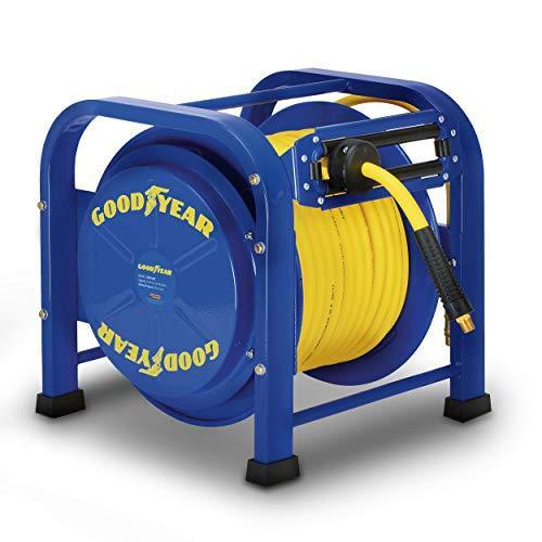 Goodyear Portable Industrial Retractable Air Hose Reel - 3/8" x 100' Ft, 3/8" MNPT Connections Air Hose Reel