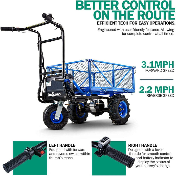 Landworks 48V 2Ah Self-Propelled Electric Utility Wagon - Effortlessly Haul up to 500lbs Utility Wagon