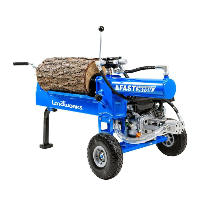 Landworks Portable Gas-Powered Log Splitter - 7HP 212CC, 20 Ton Hydraulic System, 16" Max Wood Diameter (Blue) Log Splitter