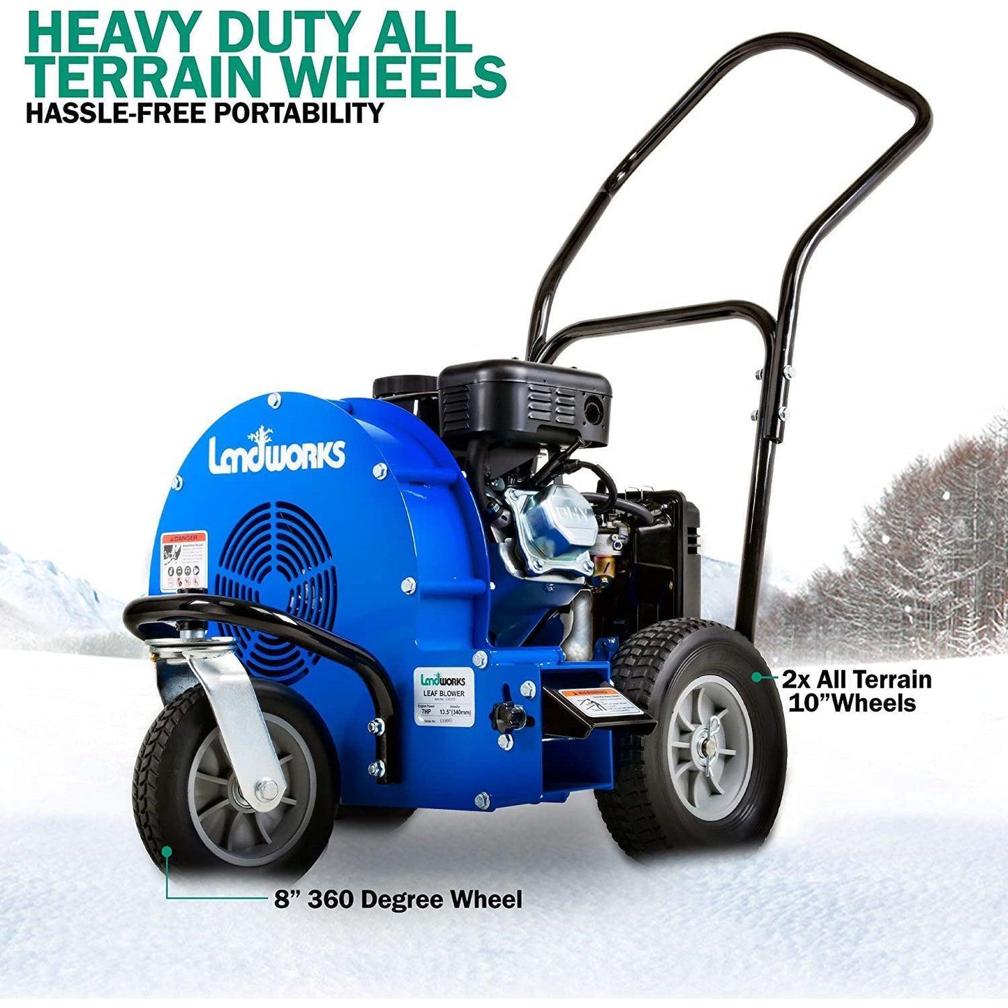 Landworks Walk-Behind Leaf Blower - 7HP 212CC Gas Engine 1500 CFM (Blue) Leaf Blower