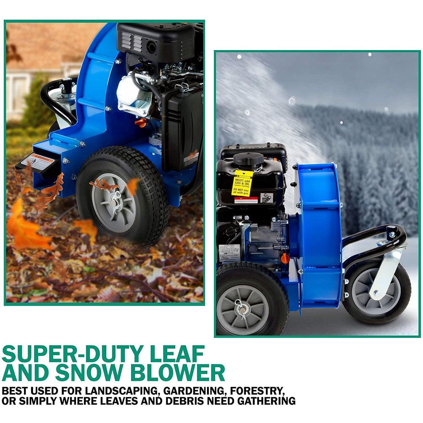 Landworks Walk-Behind Leaf Blower - 7HP 212CC Gas Engine 1500 CFM (Blue) Leaf Blower