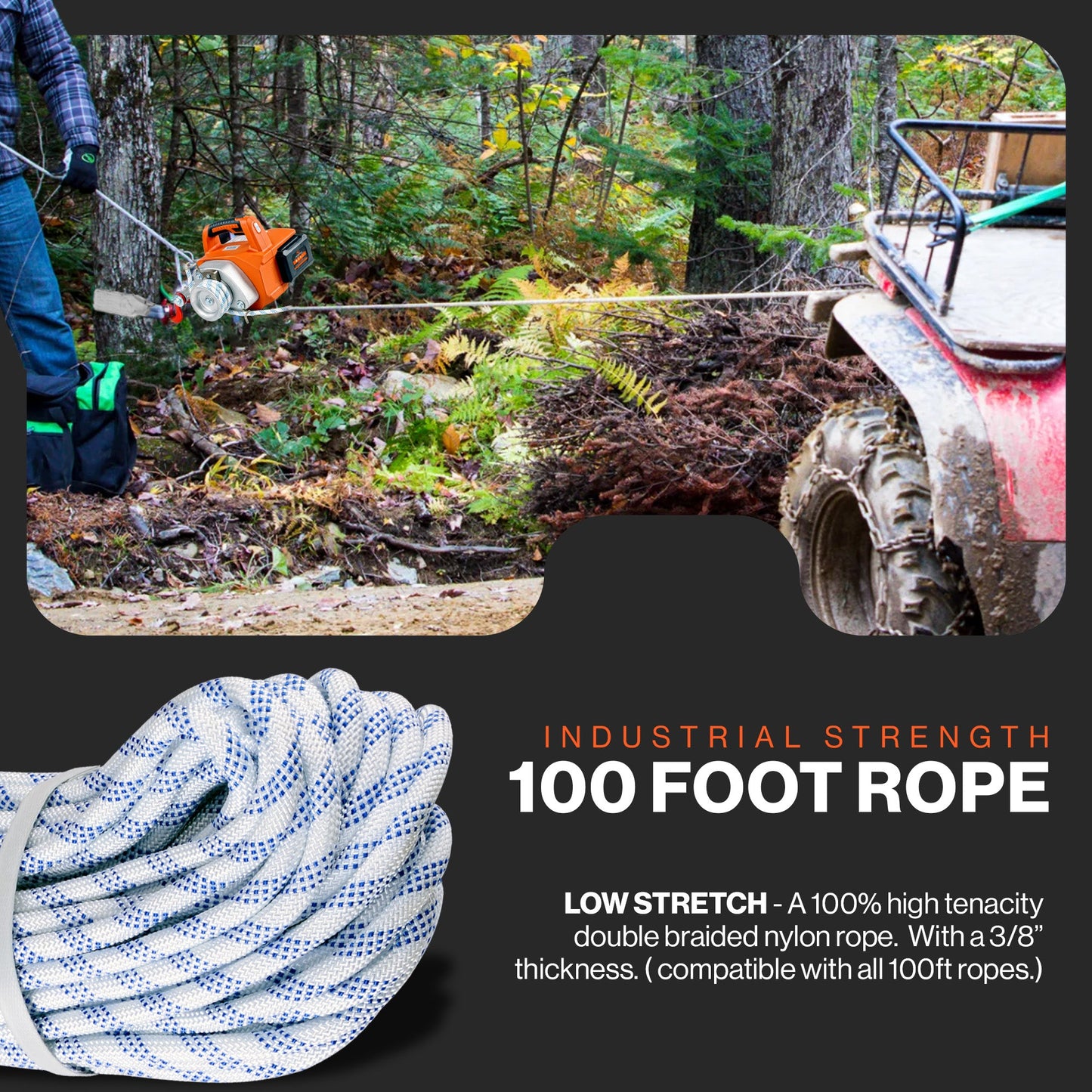 Pre-Owned SuperHandy Electric Capstan Winch - 48V 2Ah Li-Ion Battery, Up to 2000lbs Pulling Force