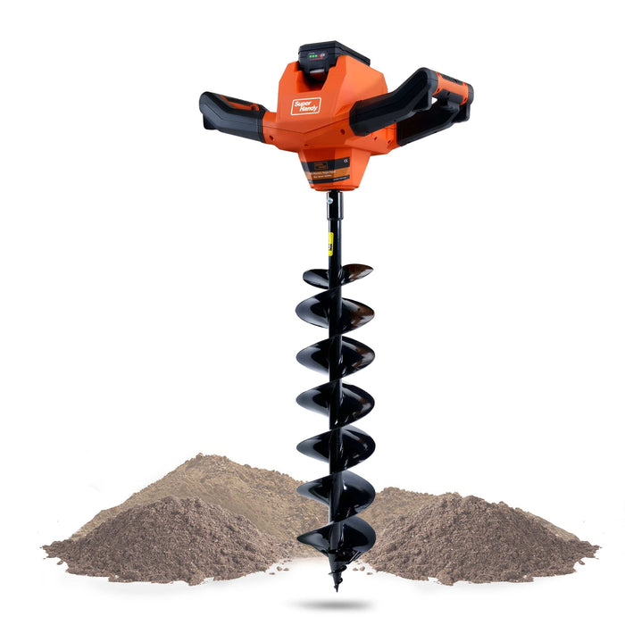 SuperHandy Electric Earth Auger and Drill Bit - 48V 2Ah Battery System, 6" x 30" Drill Bit, 3/4" Shaft Auger