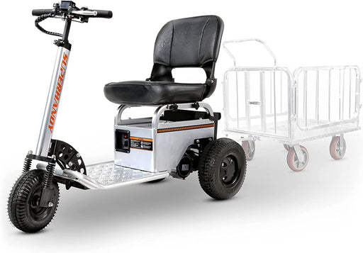 SuperHandy Electric Tugger Cart, Industrial Tow Tractor Riding Scooter - 1 Seater, 2600 lbs Towing Cap, 350 lbs Load Cap, 12V 9Ah Battery - for Warehouse Material & Mobility Personnel Transport