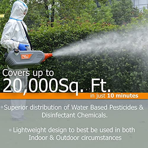 SuperHandy Fogger Machine ULV Sprayer Electric Handheld Cordless Disinfectant with 48V DC Lithium Ion Mist Duster Blower 2GAL Adjustable Particle Size 0-50um/Mm
