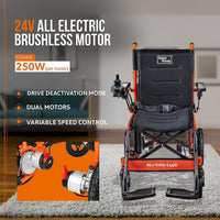 SuperHandy Lightweight Aluminum Electric Wheelchair - Foldable Design, Powerful 250W Brushless Motor, 4MPH Max Speed, 9 Degree Max Slope - Comfortable Hand Controls, Electromagnetic Braking Electric Wheelchair