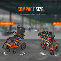 SuperHandy Lightweight Aluminum Electric Wheelchair - Foldable Design, Powerful 250W Brushless Motor, 4MPH Max Speed, 9 Degree Max Slope - Comfortable Hand Controls, Electromagnetic Braking Electric Wheelchair