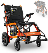 SuperHandy Lightweight Aluminum Electric Wheelchair - Foldable Design, Powerful 250W Brushless Motor, 4MPH Max Speed, 9 Degree Max Slope - Comfortable Hand Controls, Electromagnetic Braking Electric Wheelchair