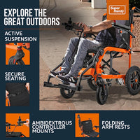 SuperHandy Lightweight Aluminum Electric Wheelchair - Foldable Design, Powerful 250W Brushless Motor, 4MPH Max Speed, 9 Degree Max Slope - Comfortable Hand Controls, Electromagnetic Braking Electric Wheelchair