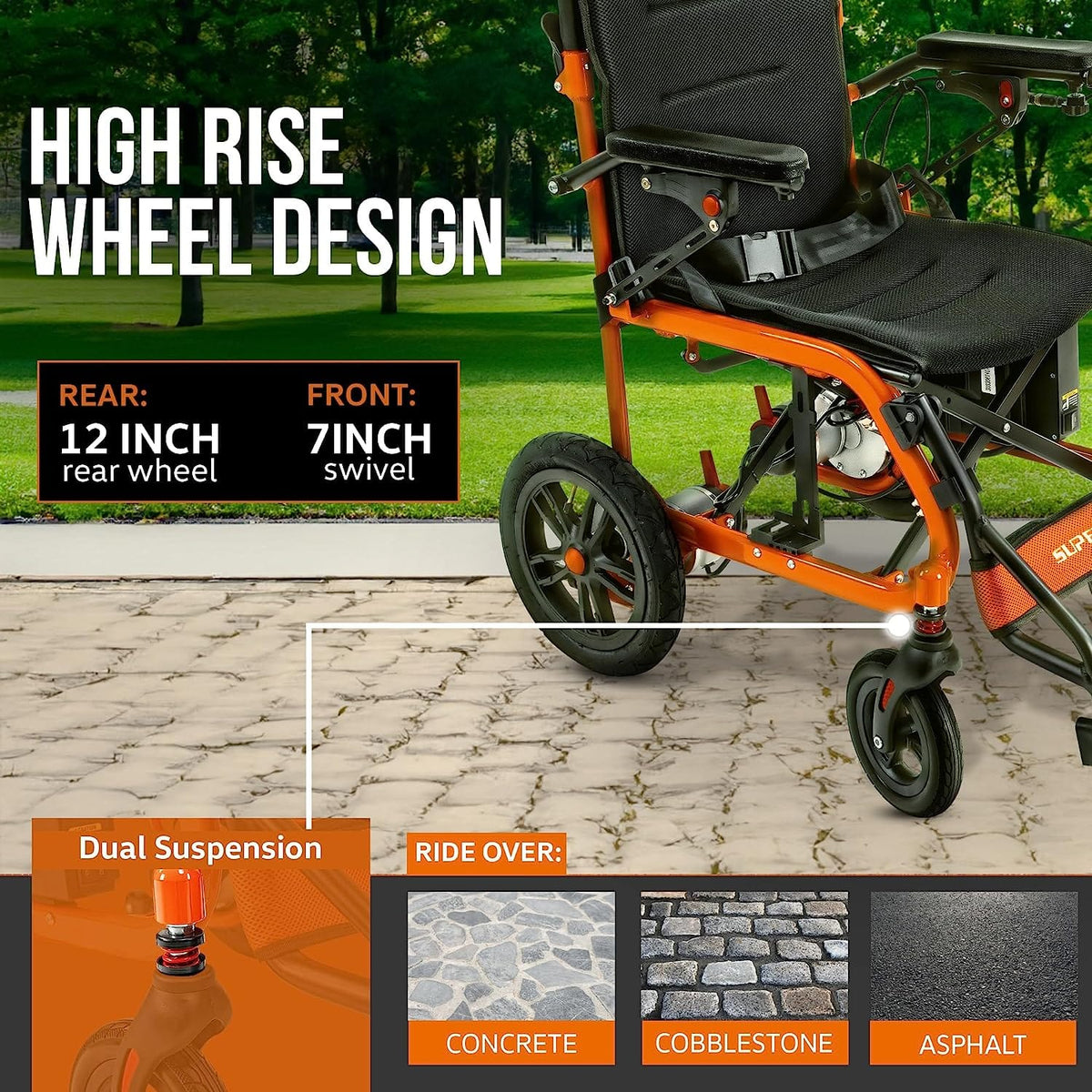 SuperHandy Lightweight Aluminum Electric Wheelchair - Foldable Design, Powerful 250W Brushless Motor, 4MPH Max Speed, 9 Degree Max Slope - Comfortable Hand Controls, Electromagnetic Braking Electric Wheelchair
