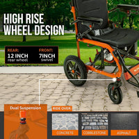 SuperHandy Lightweight Aluminum Electric Wheelchair - Foldable Design, Powerful 250W Brushless Motor, 4MPH Max Speed, 9 Degree Max Slope - Comfortable Hand Controls, Electromagnetic Braking Electric Wheelchair