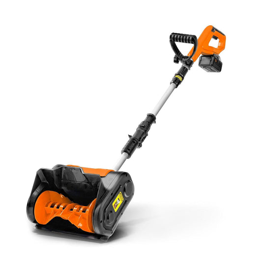 SuperHandy Portable Electric Snow Thrower & Shovel (Upgraded Battery) - 20V 4Ah Cordless Battery System (Orange) Snow Thrower