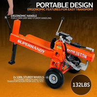 SuperHandy Portable Gas-Powered Log Splitter - 7HP 209CC 20 Ton Hydraulic System 16" Max Wood Diameter (Orange) Log Splitter